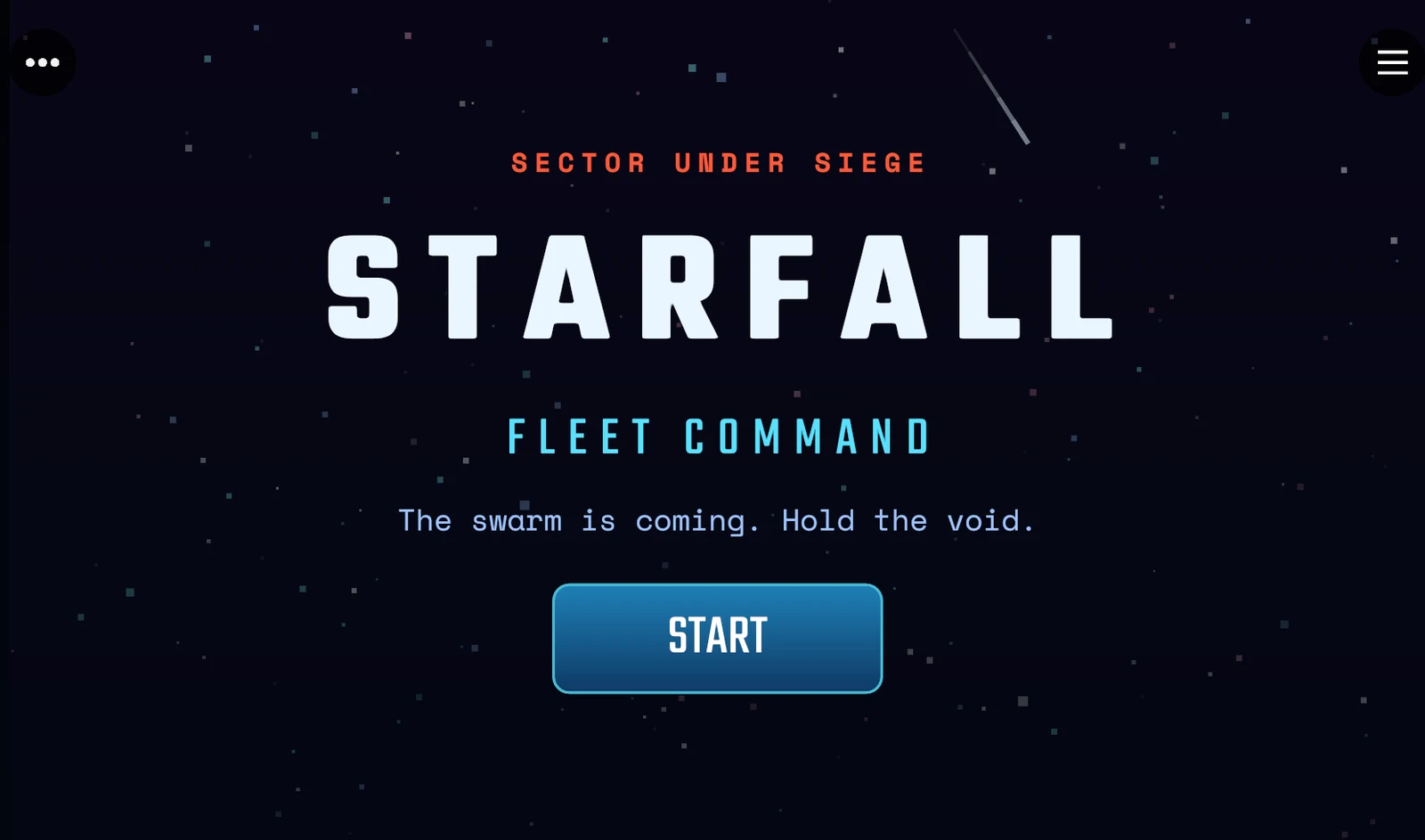 Starfall: Fleet Command — alternate start screen