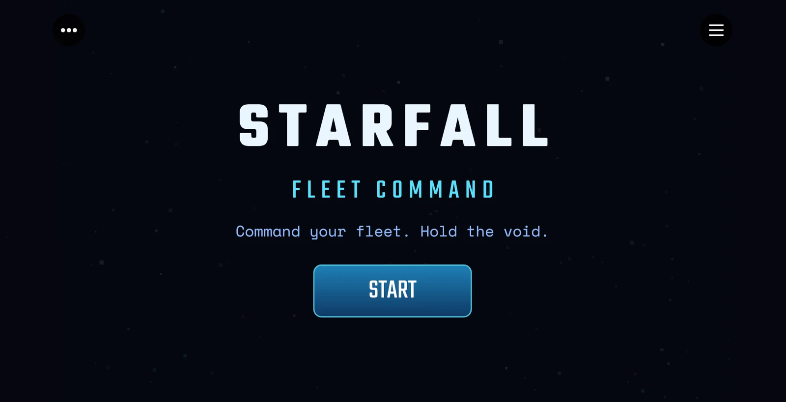 Starfall: Fleet Command — start screen