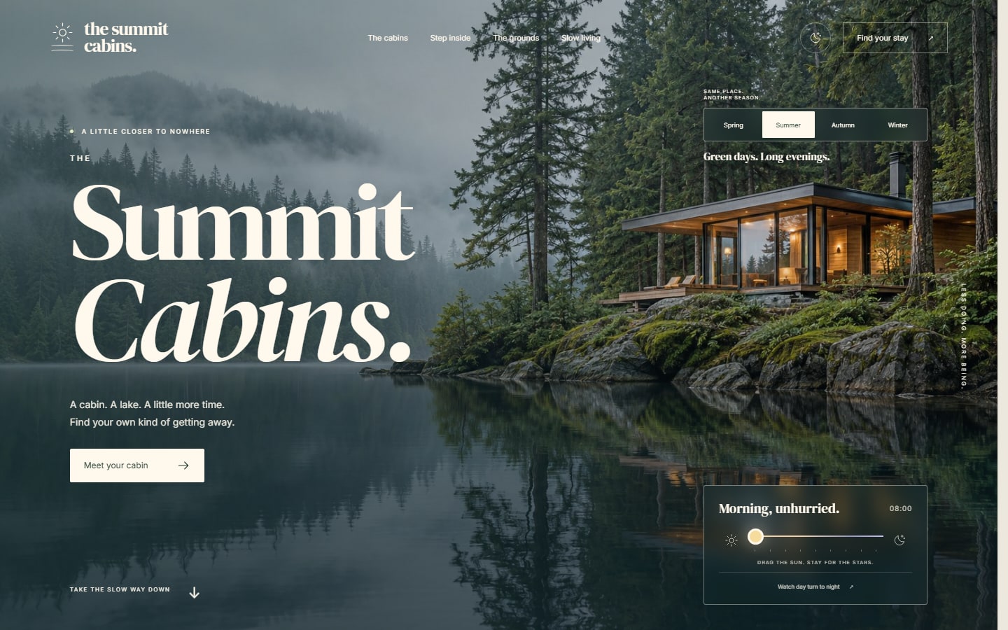The Summit Cabins — desktop website