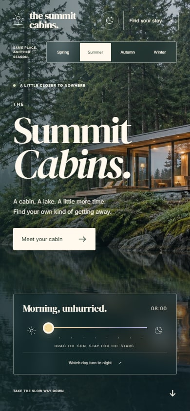 The Summit Cabins — mobile website